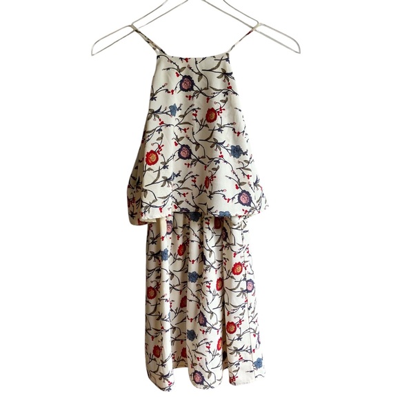 Lush Floral Tiered Sleeveless Dress Size S Printed Popover Strappy Keyhole Back - Picture 8 of 8